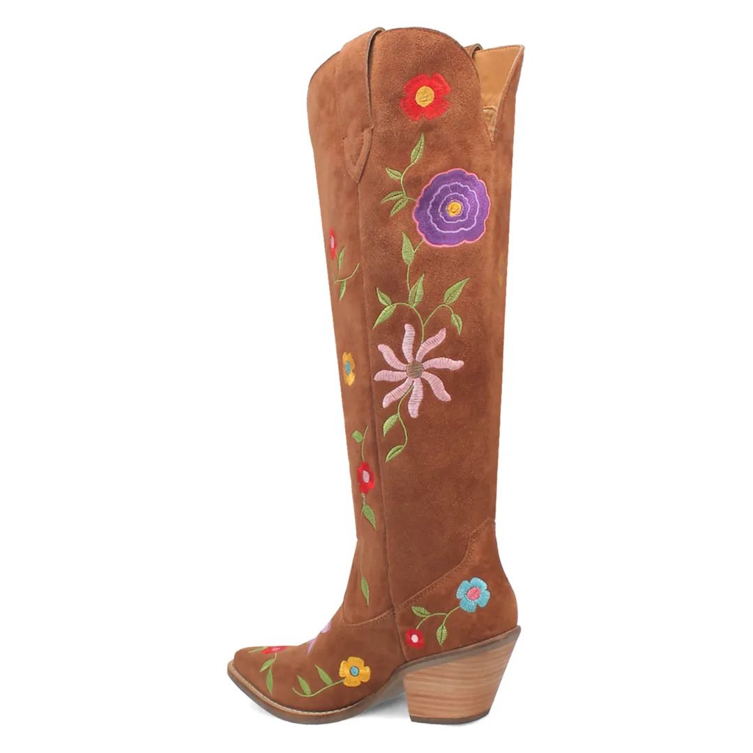 Online Exclusive | Dingo | Flower Power Suede Boot in Brown **PREORDER