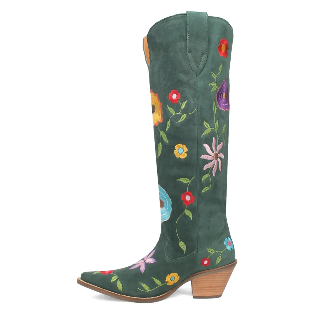 Online Exclusive | Dingo | Flower Power Suede Boot in Green **PREORDER