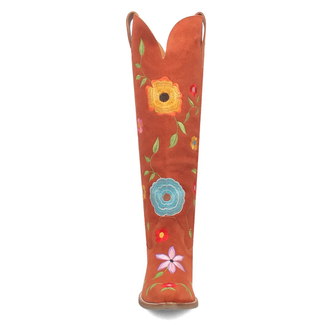 Online Exclusive | Dingo | Flower Power Suede Boot in Rust **PREORDER