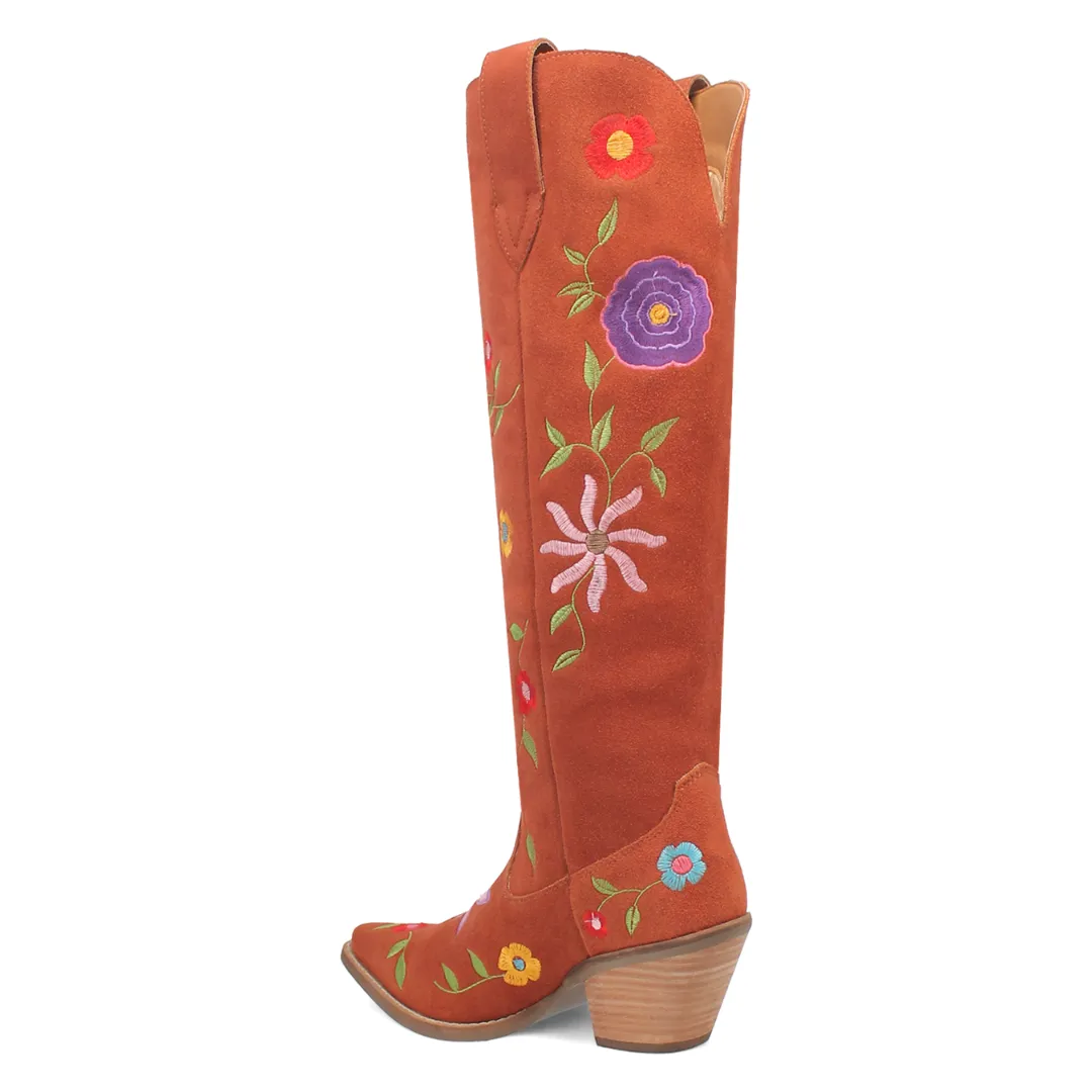 Online Exclusive | Dingo | Flower Power Suede Boot in Rust **PREORDER