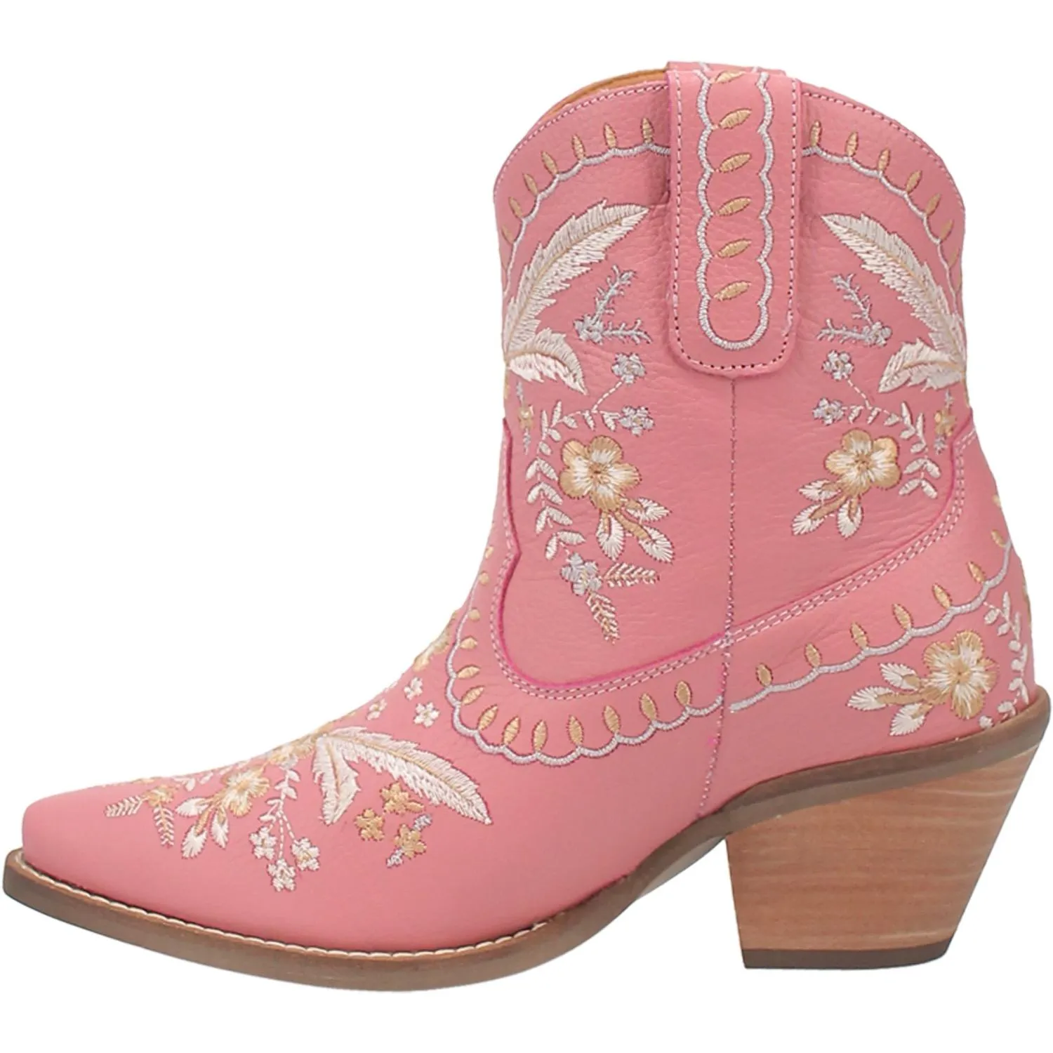 Online Exclusive | Dingo | Primrose Pink Leather Floral Stitch Bootie in Pink **PREORDER