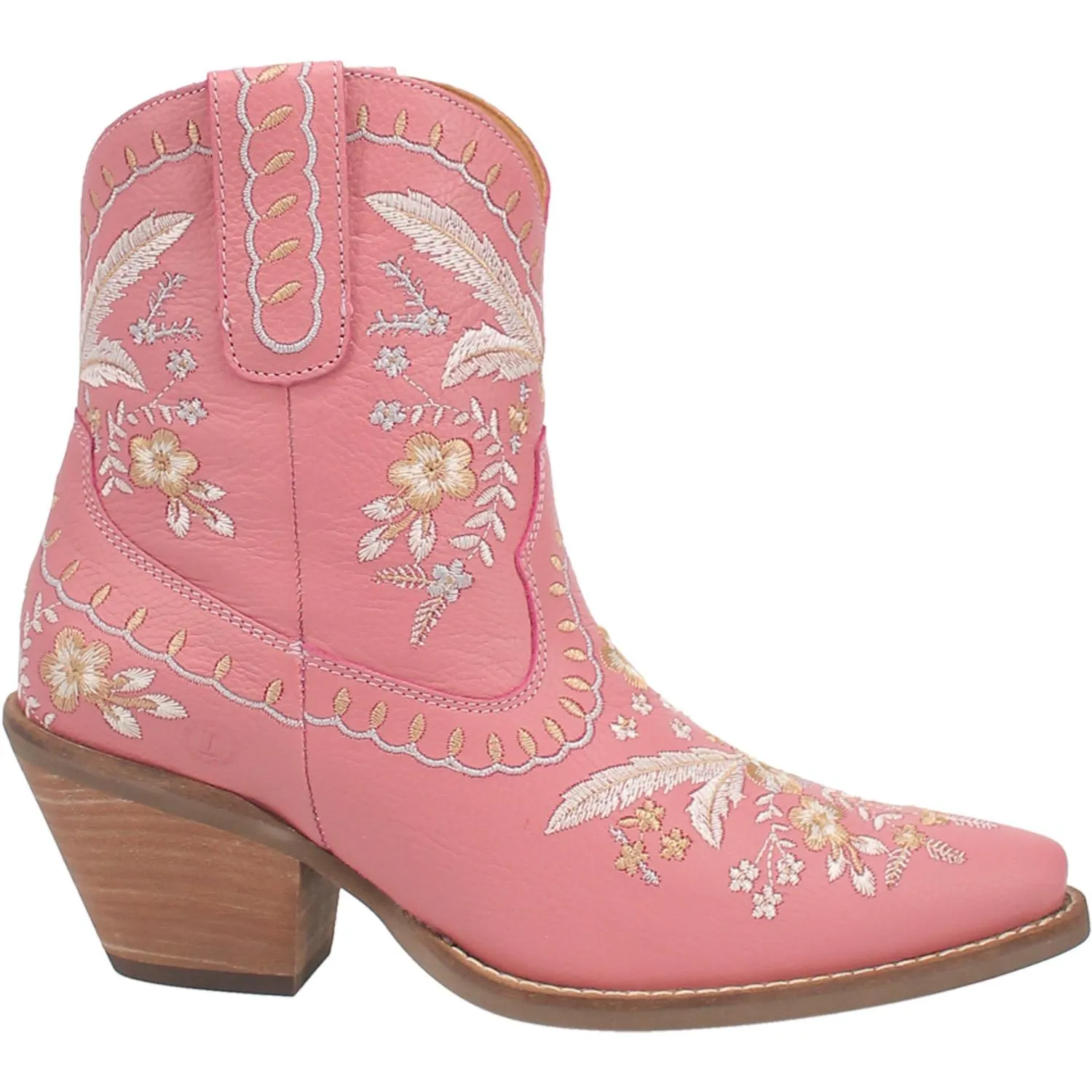 Online Exclusive | Dingo | Primrose Pink Leather Floral Stitch Bootie in Pink **PREORDER