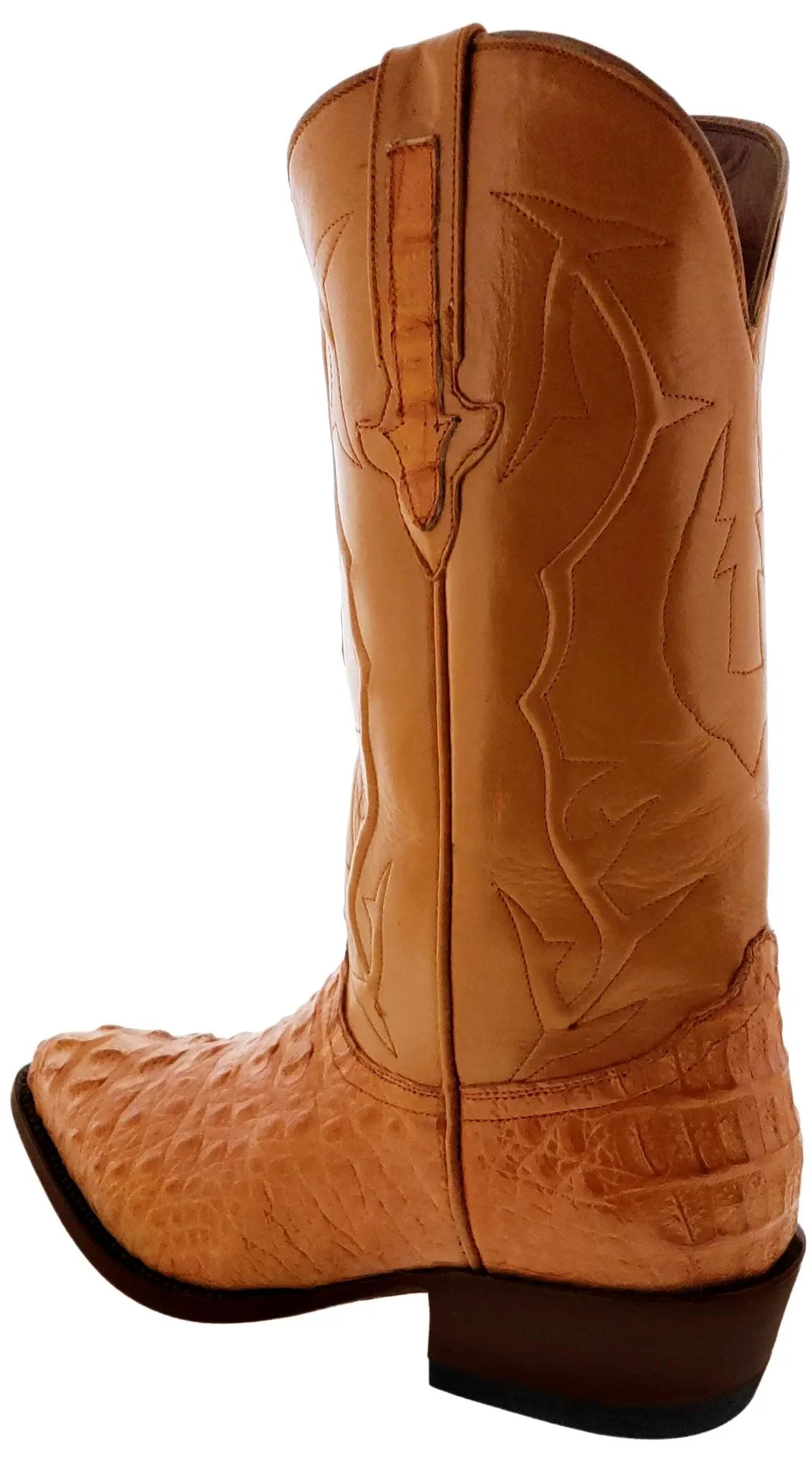 Orange Leather Cowboy Boots Real Crocodile Tail Skin J Toe