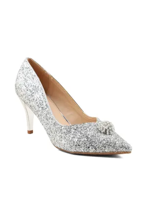 Party Wear Court Shoes I44453-Silver