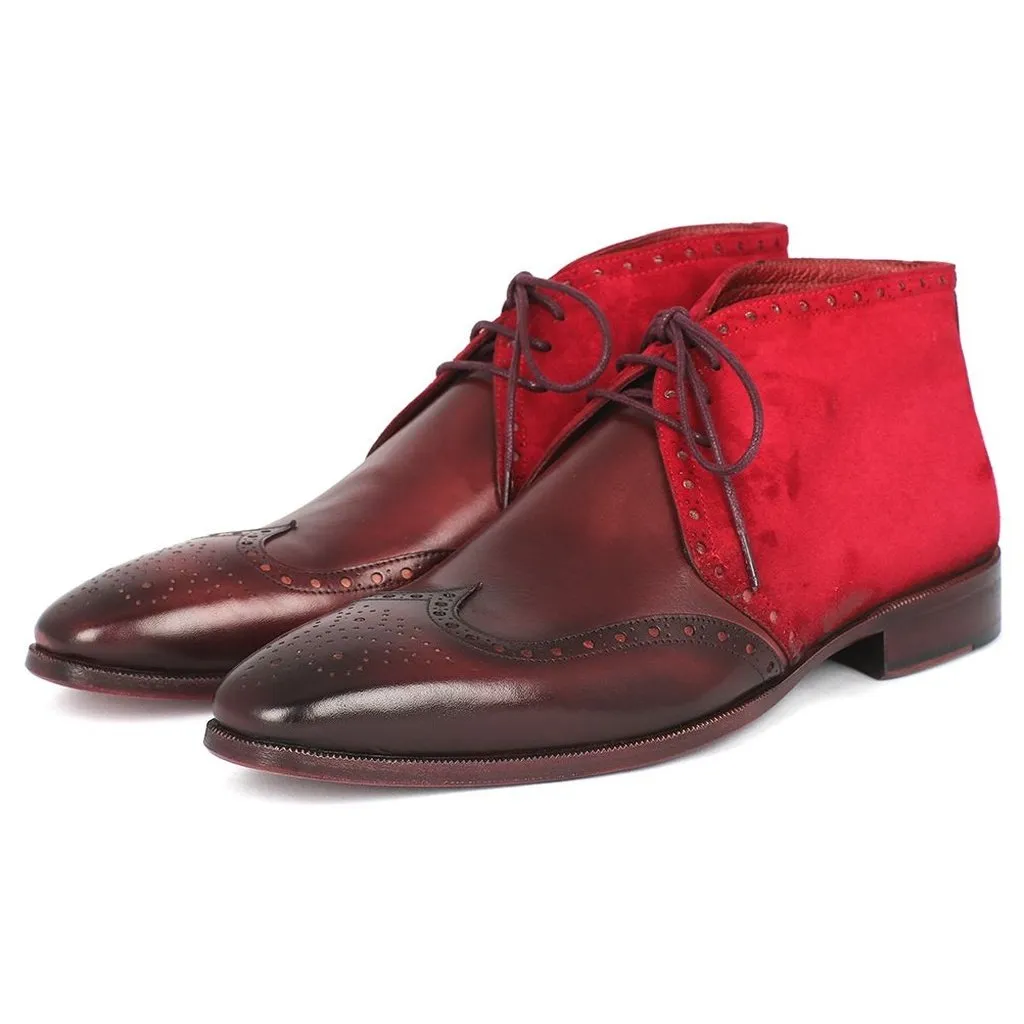 Paul Parkman Men's Chukka Boots Bordeaux Suede & Leather (ID#CK51-BRD)