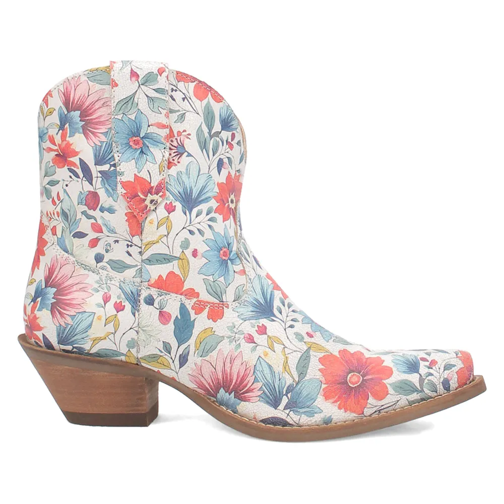 Pixie Rose Floral Leather Snip Toe Cowboy Booties