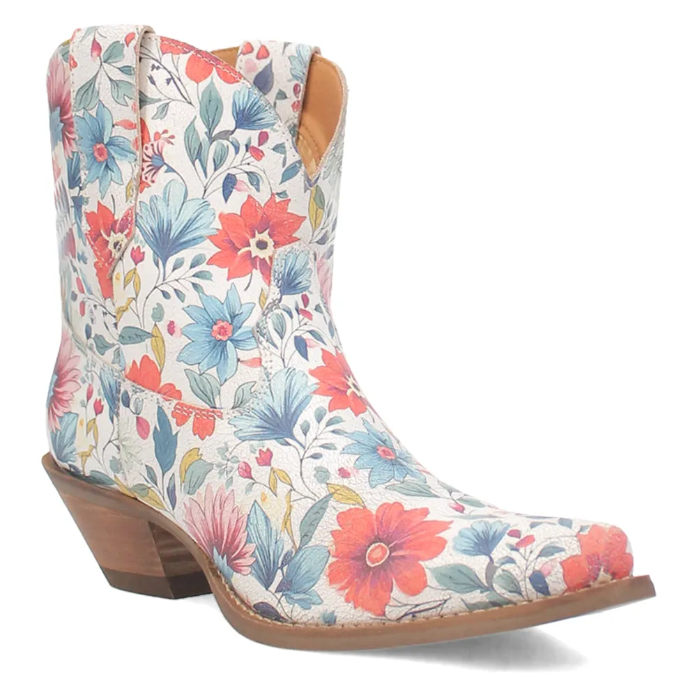 Pixie Rose Floral Leather Snip Toe Cowboy Booties