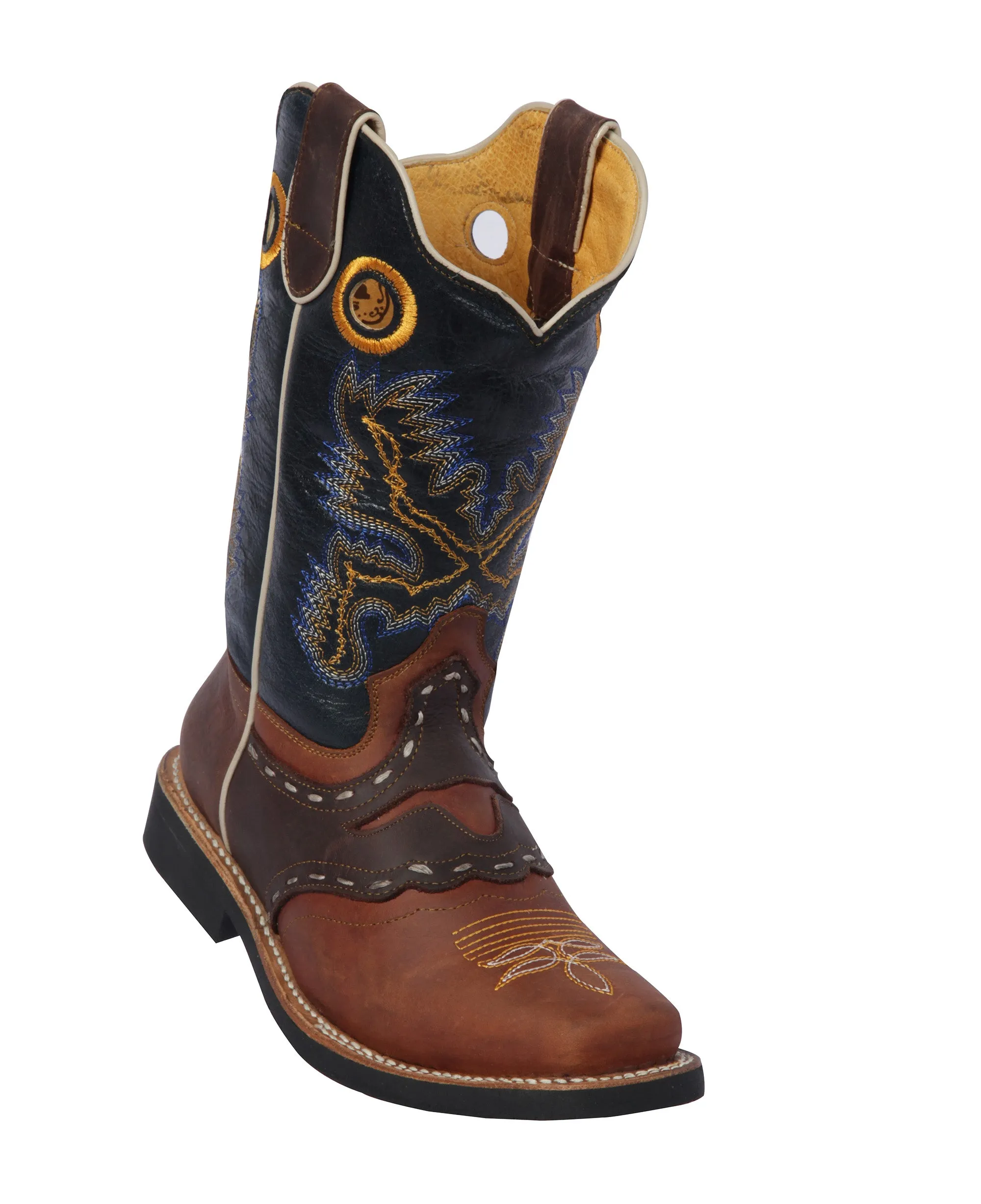 Potro Rebelde Womens Grasso and Crazy Leather Tan/Brown Rodeo Toe Western Boot