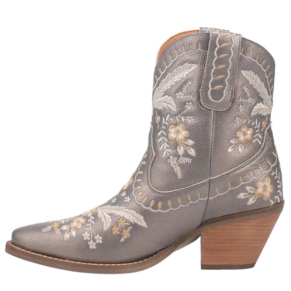 Primrose Metallic Embroidered Floral Snip Toe Cowboy Booties