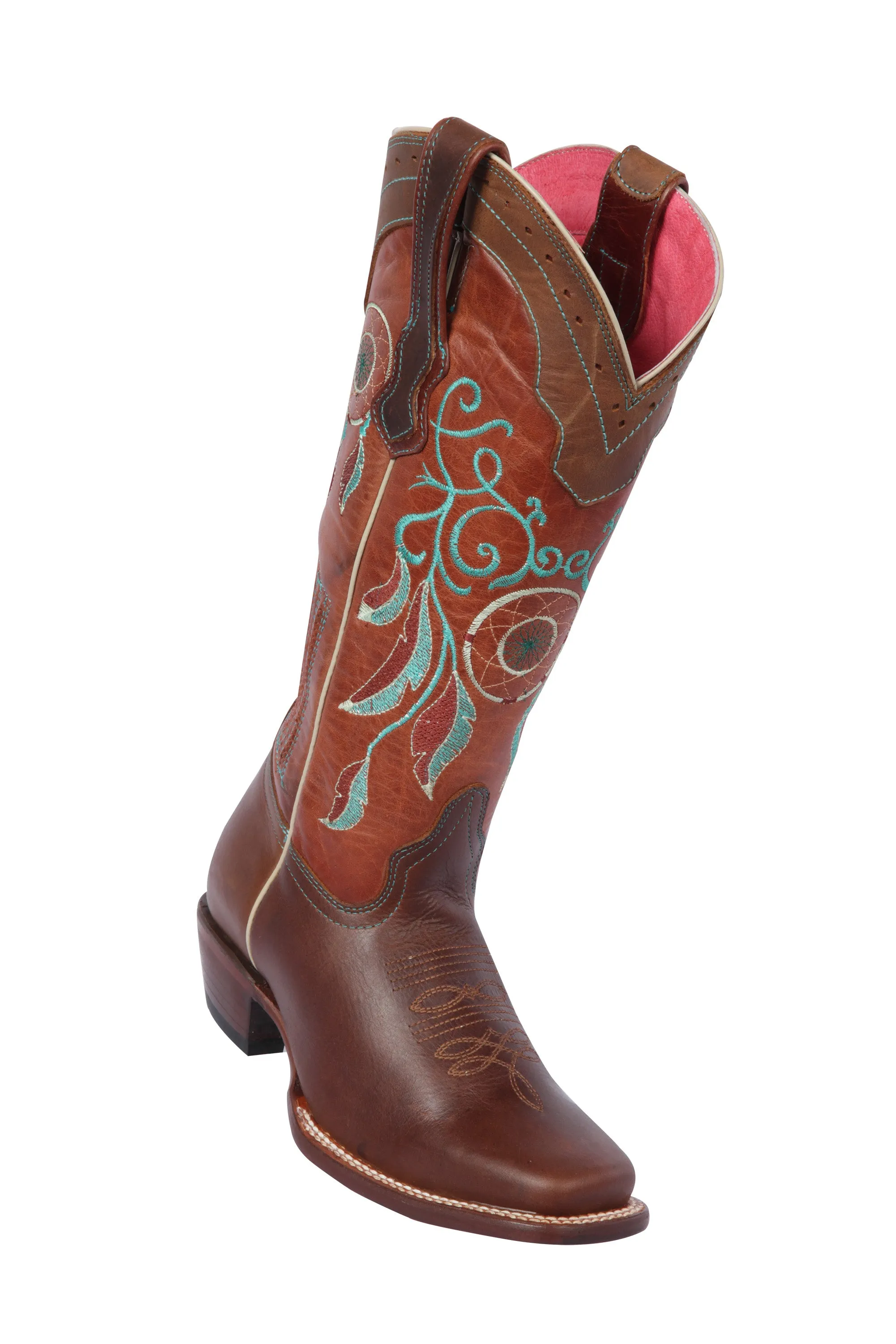 Quincy Boots Womens Grasso and Crazy Leather Dream Catcher Chedron Rodeo Toe Western Boot