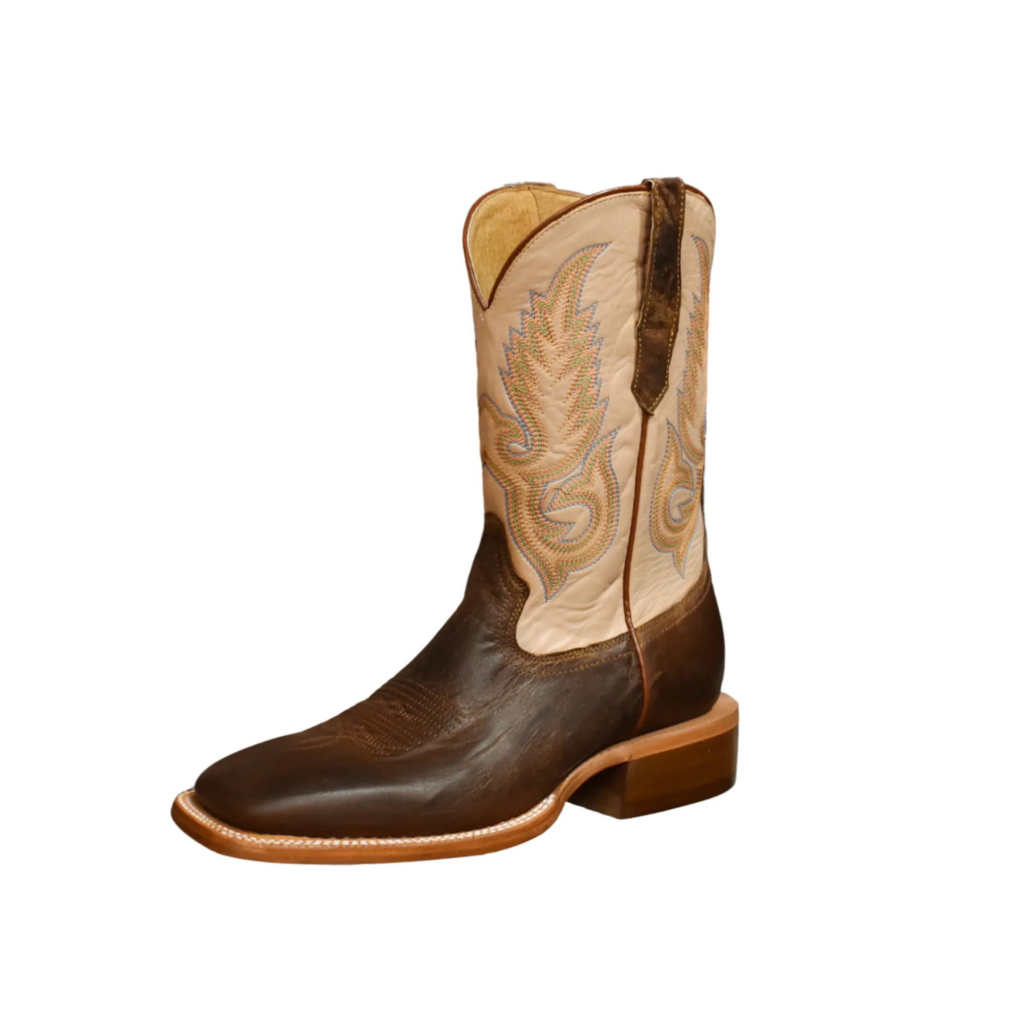 R. WATSON MEN'S MAD BROWN GOAT IVORY COW WESTERN BOOT - WR0006-2