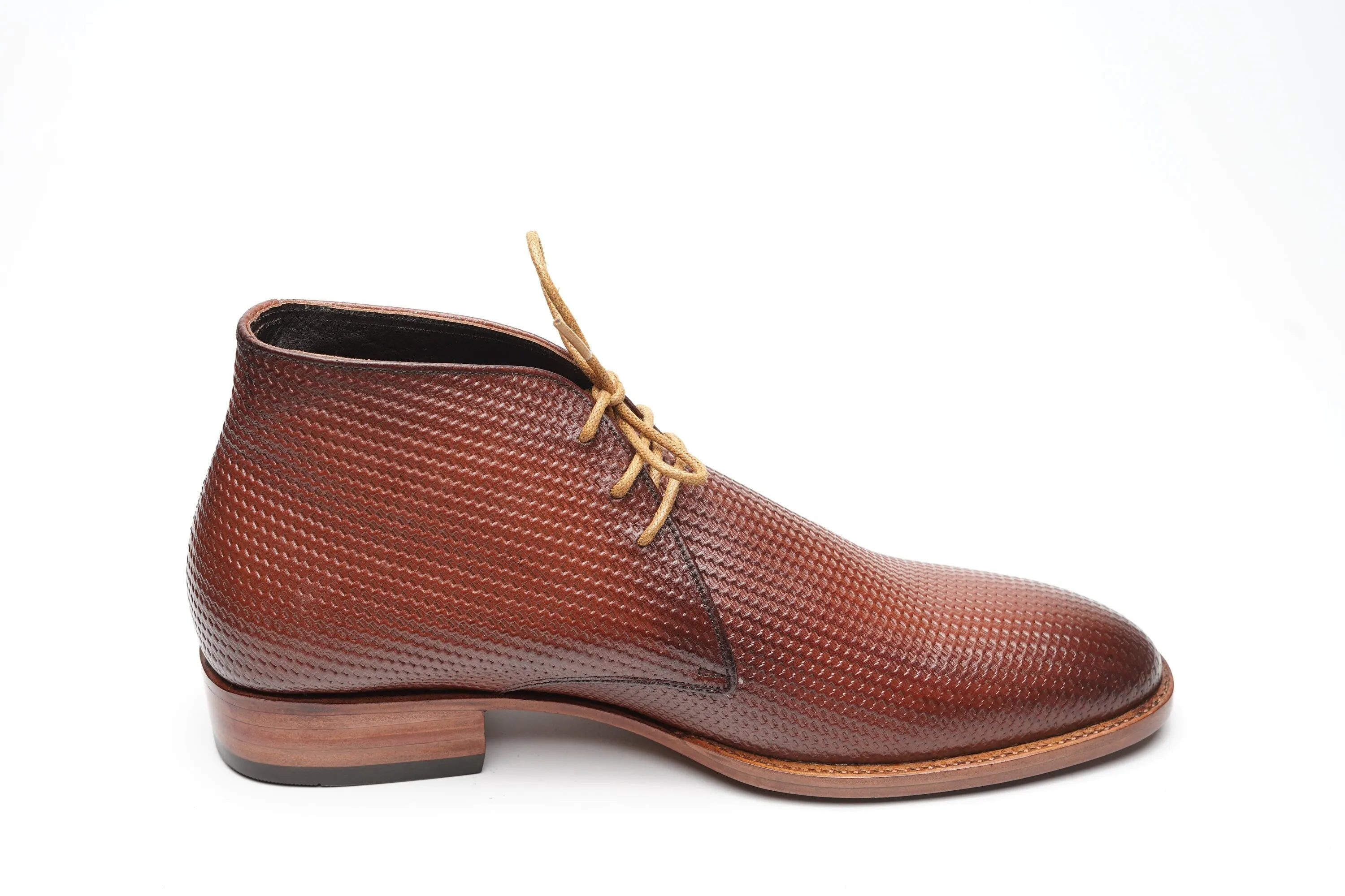 Real handmade Chukka Boots with Hand burnished brown shade Made of full grain natural crust leather