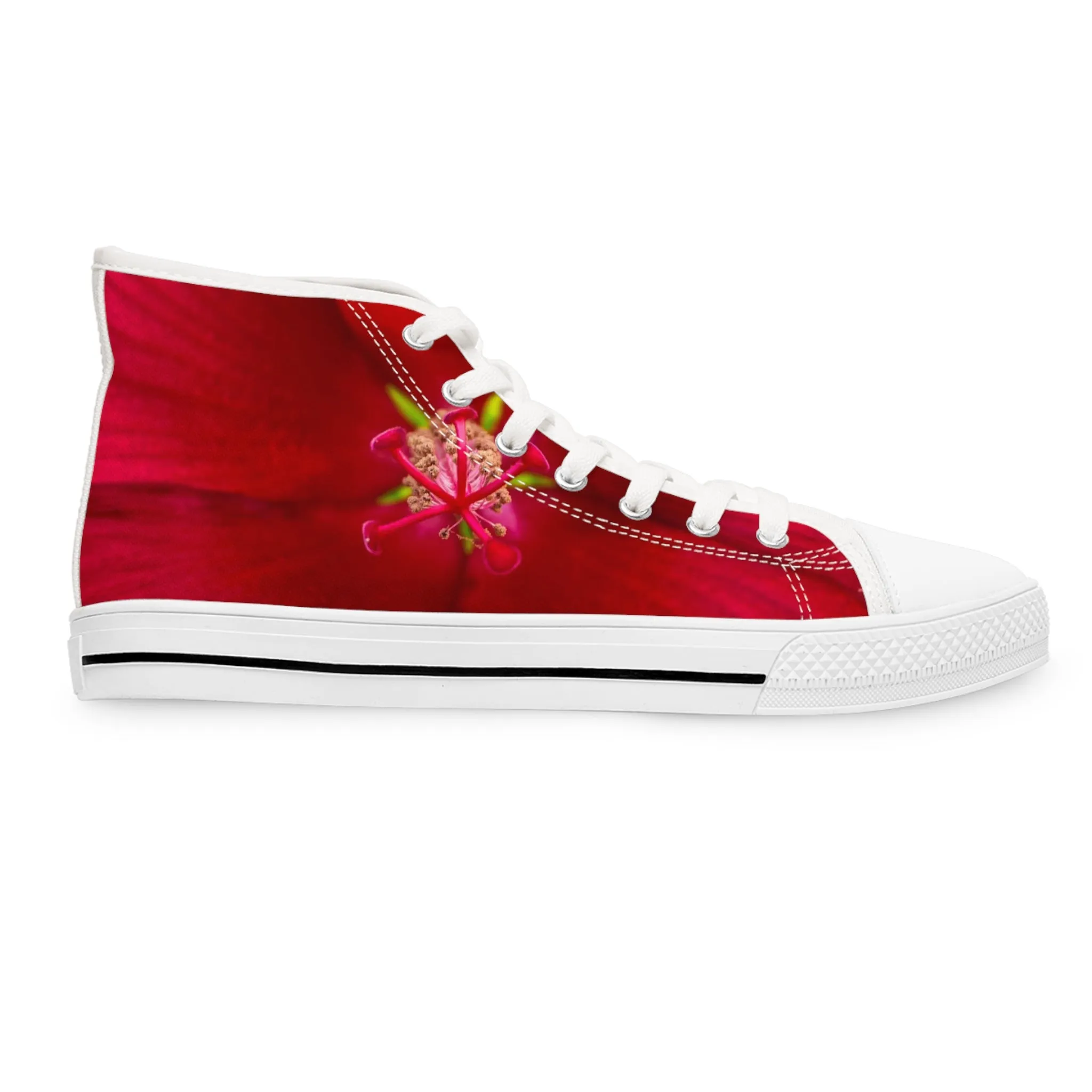 Red Orchid Floral Women's High Top Sneakers High-Top Footwear (AOP)