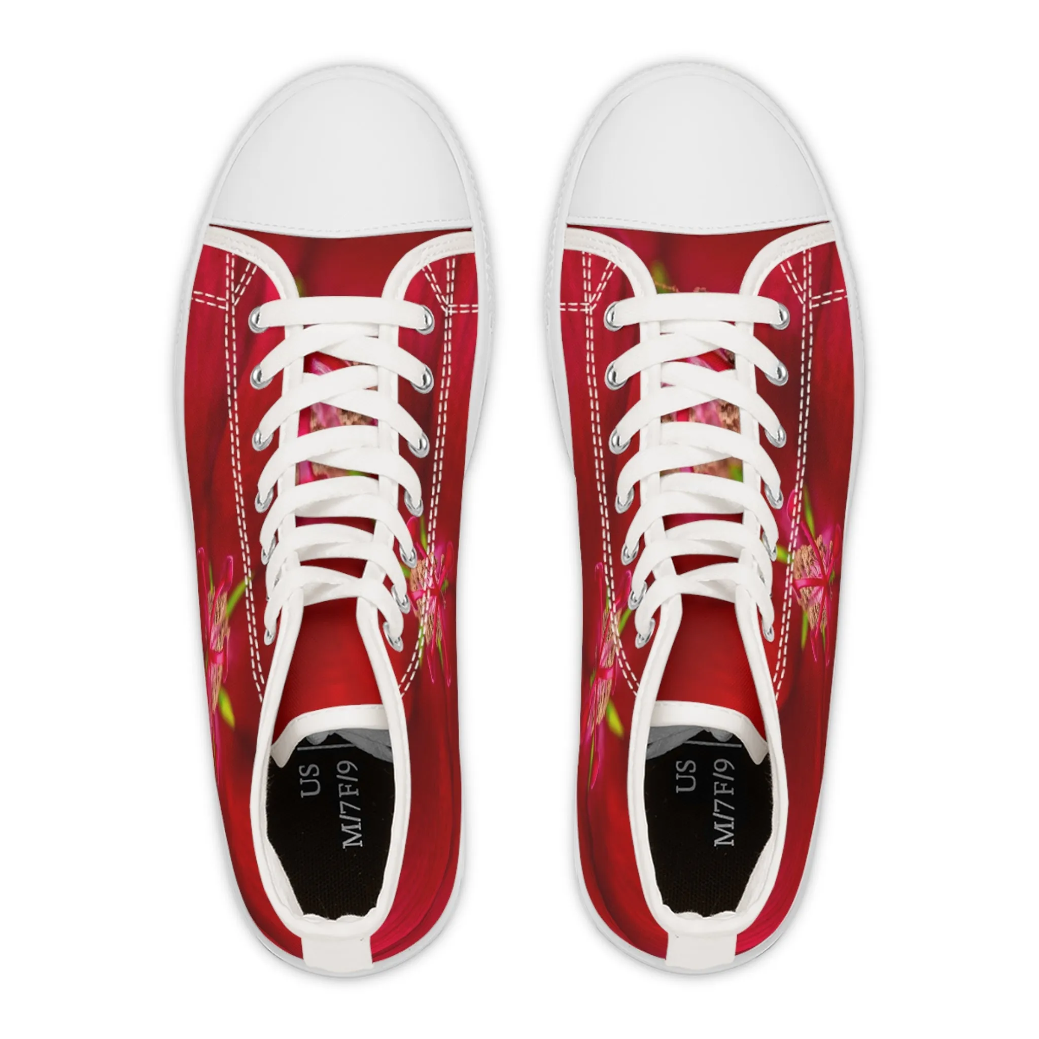 Red Orchid Floral Women's High Top Sneakers High-Top Footwear (AOP)