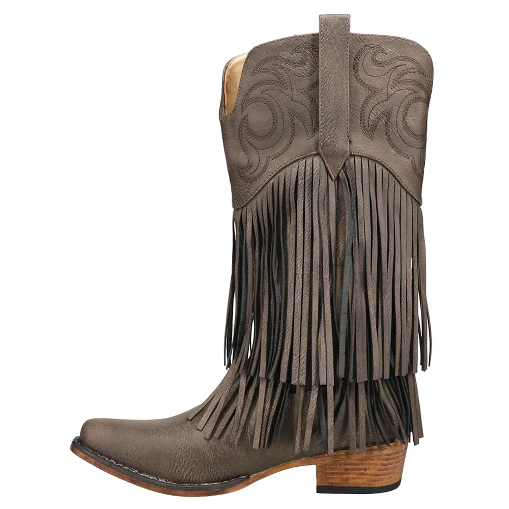 Rickrack Embroidery Fringe Snip Toe Cowboy Boots