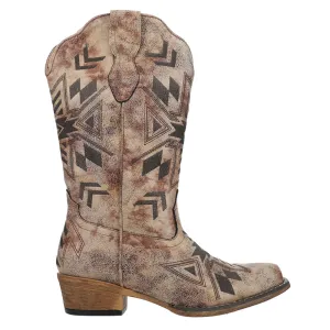 Riley Aztec Embroidered Snip Toe Cowboy Boots