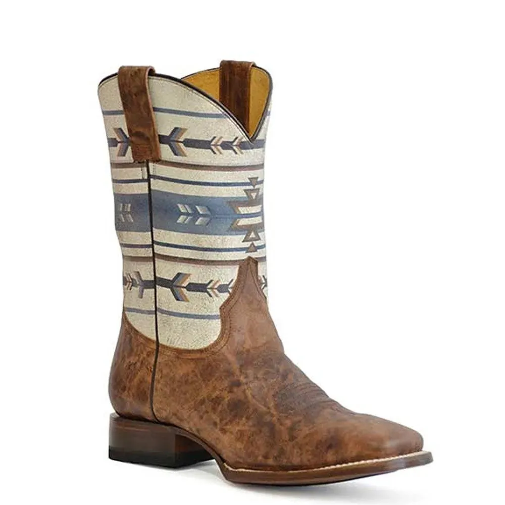 Roper 11" Aztec Cowboy (Burnished Tan) - Men's Cowboy Boots