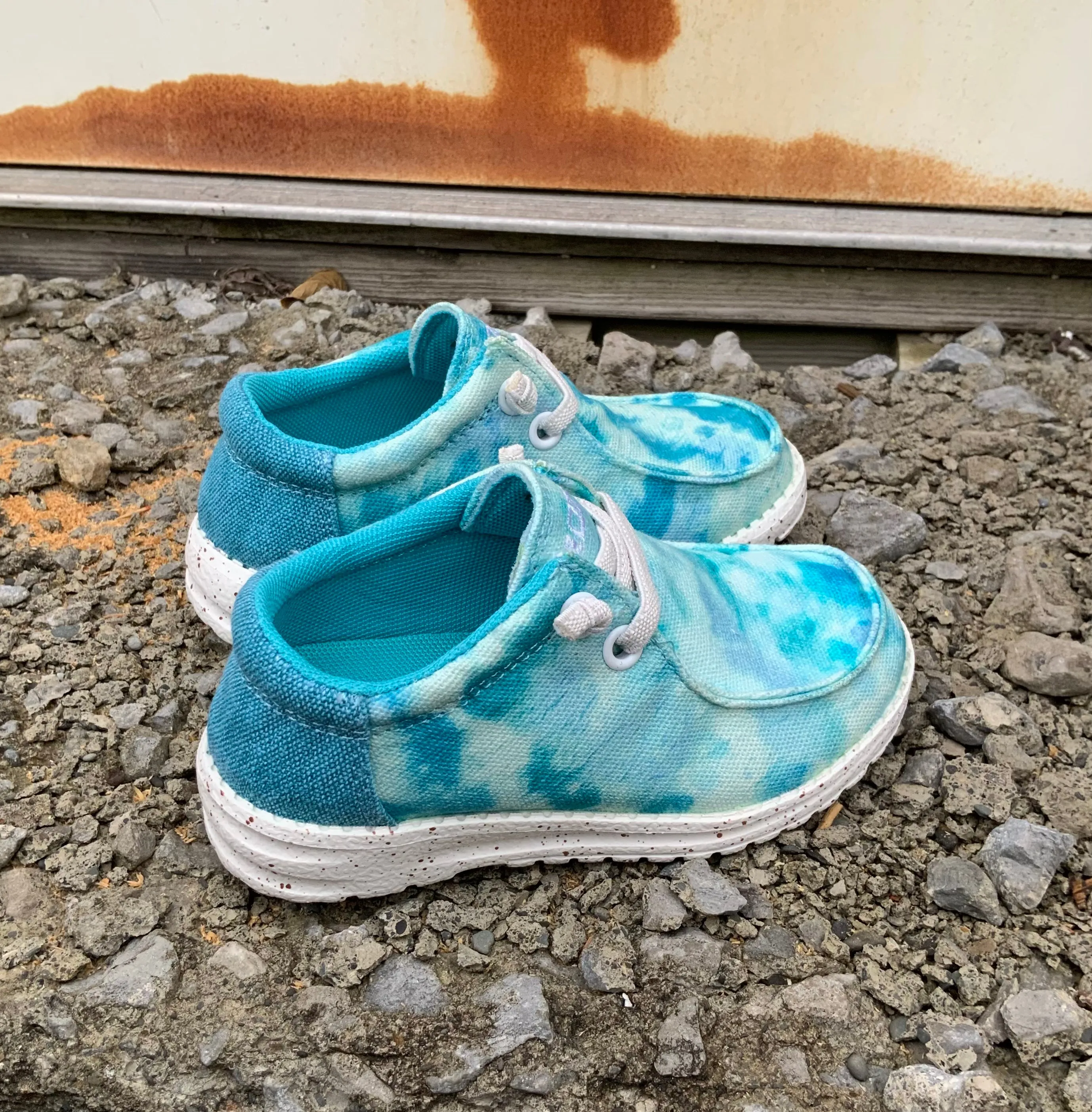 Roper Children/Youth Eva Moc Blue Tie Dye Canvas Lace Up Shoe 1793-3011