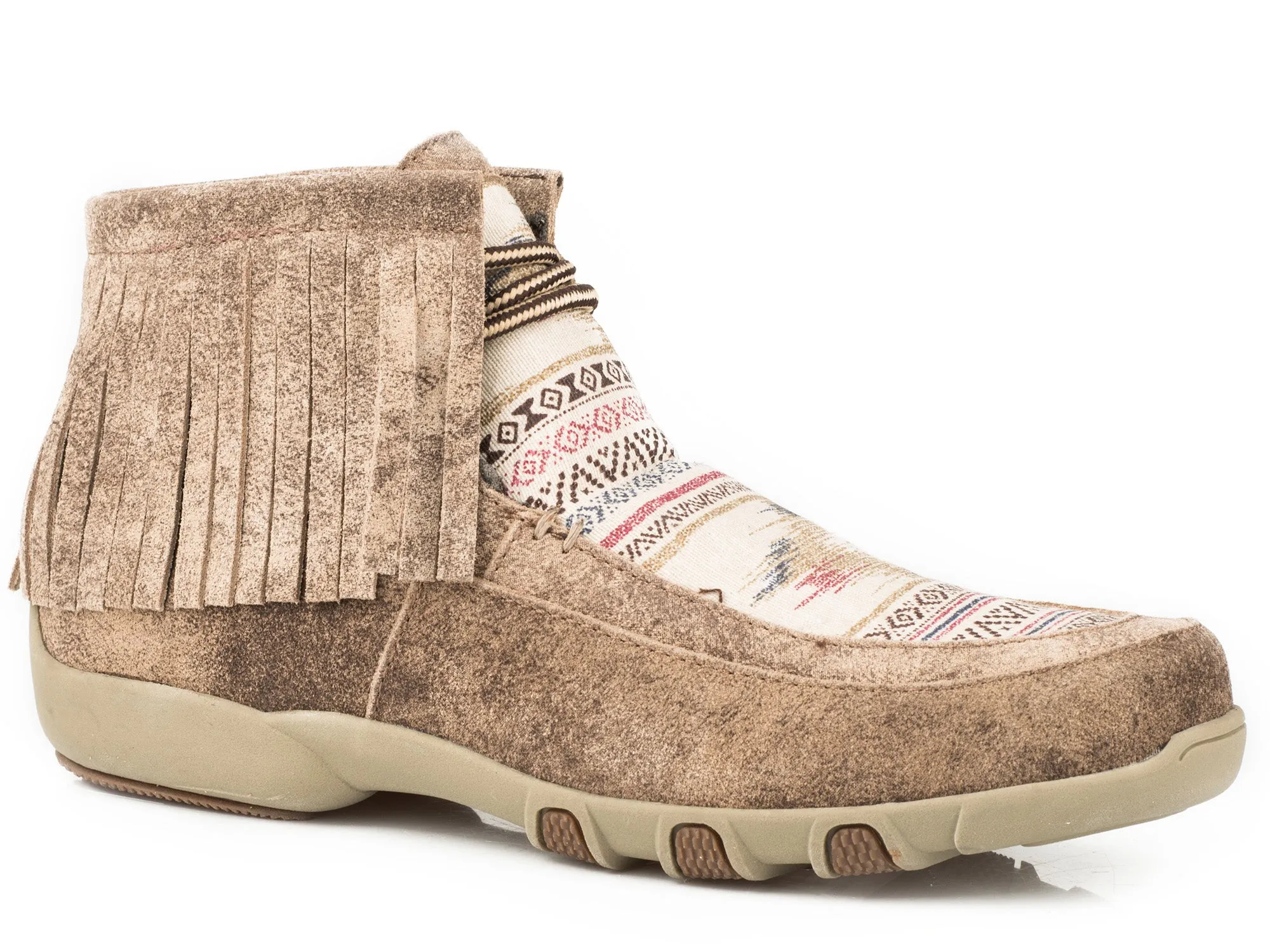 Roper Santa Fe Womens Tan Leather Aztec Chukka Boots