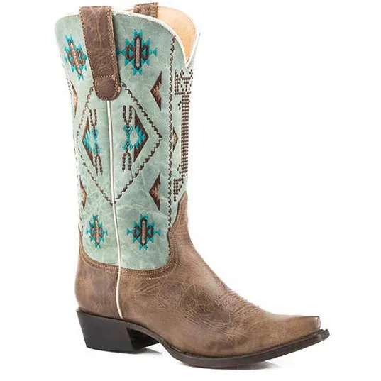 ROPER WOMEN'S FLEX OUT WEST WESTERN BOOTS | BROWN/TURQUOISE