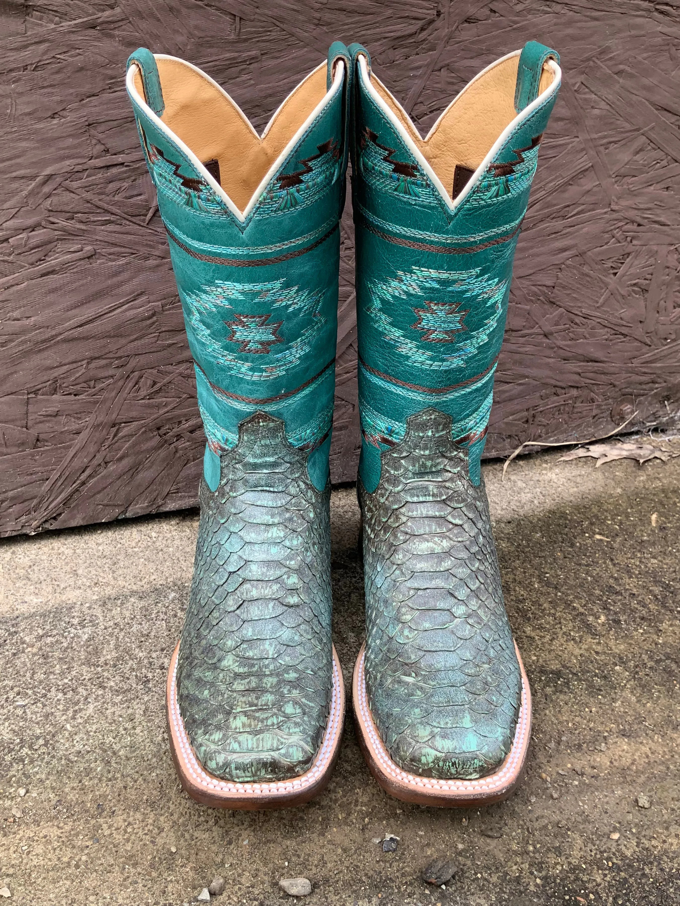 Roper Women's Turquoise Backcut Python Cowgirl Boots 6510-8488