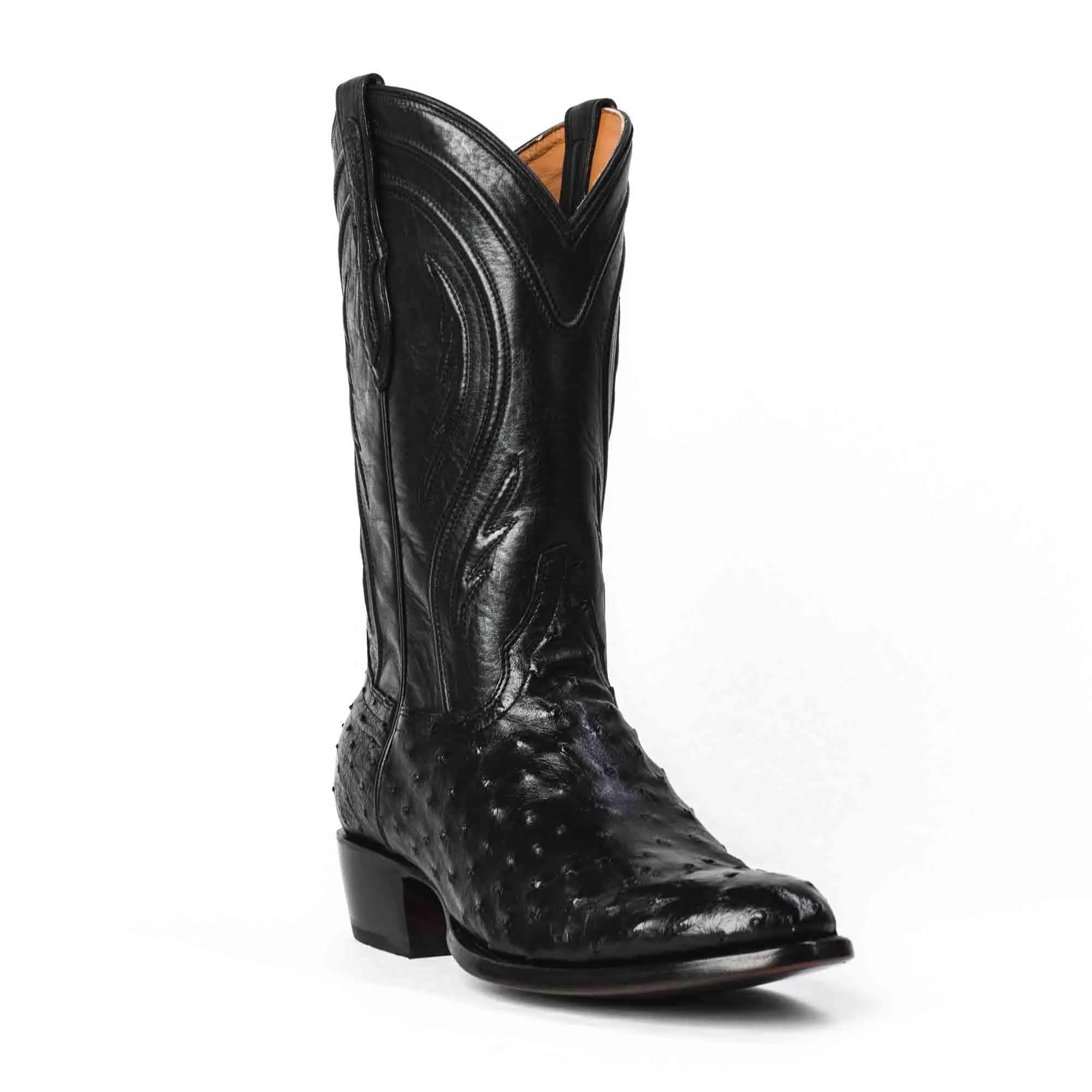 Rujo Boots Men's The Deacon Obsidian Full-Quill Ostrich Boots