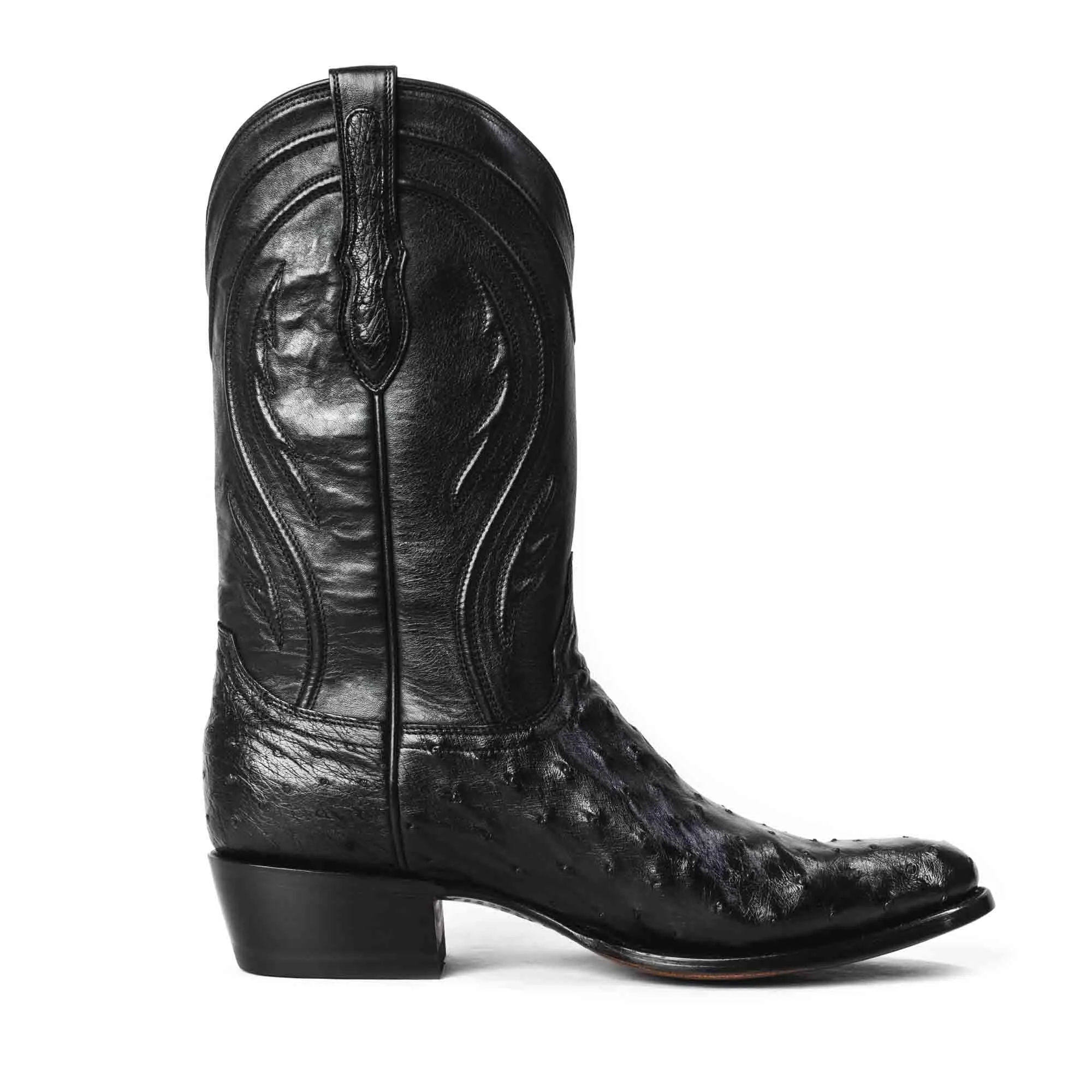 Rujo Boots Men's The Deacon Obsidian Full-Quill Ostrich Boots