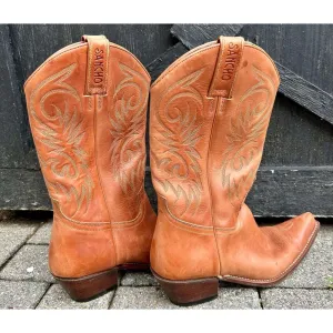 Sancho Brown Cowboy Boots Snipe Toe - Size 40