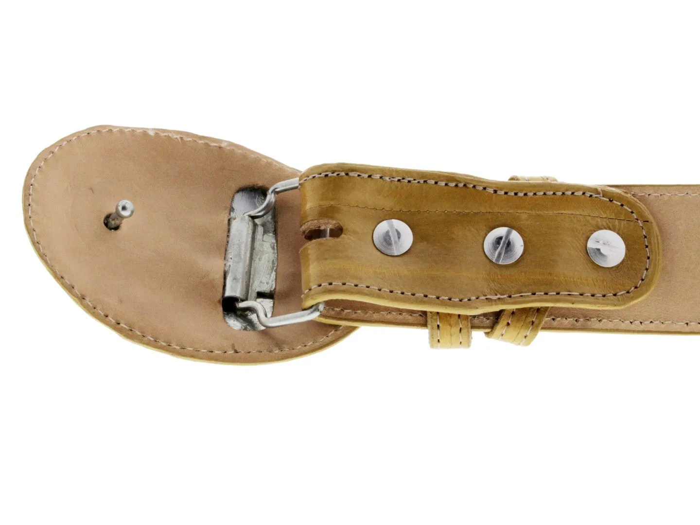 Sand Western Cowboy Belt Real Eel Skin Leather - Rodeo Buckle