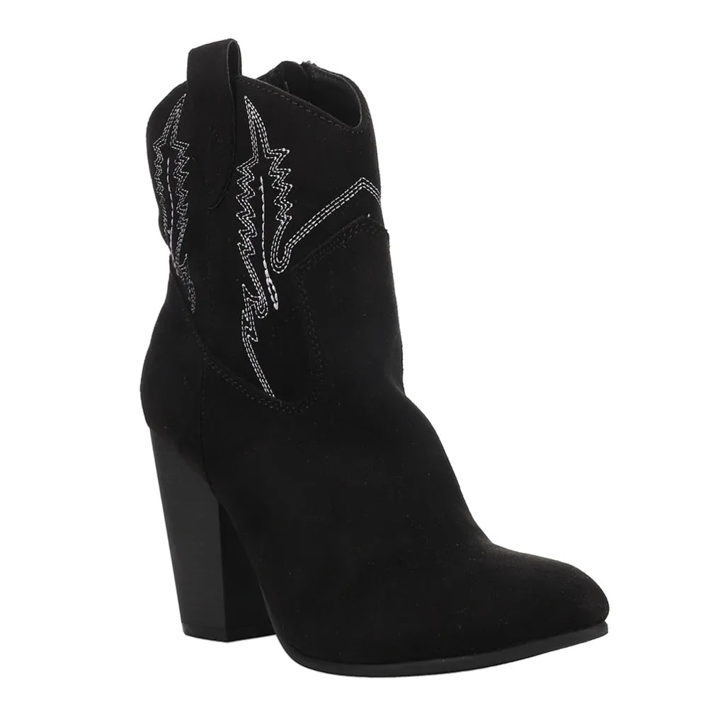 Slayer Embroidery Round Toe Cowboy Booties