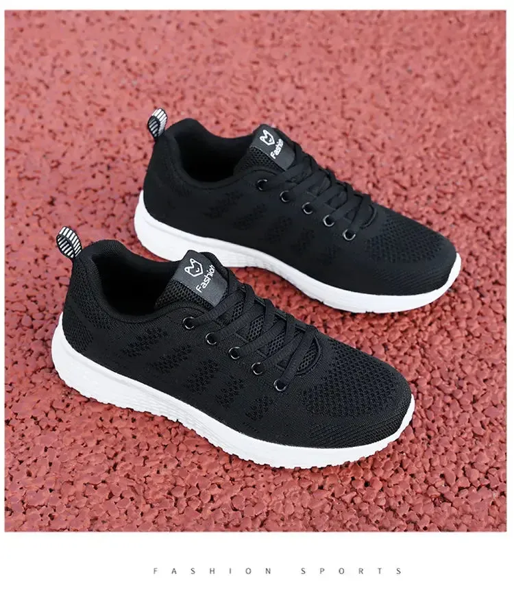 Sohiwoo Women Casual Shoes Fashion Breathable Walking Mesh Flat Shoes Sneakers Women Gym Vulcanized Shoes White Female Footwear Sneaker