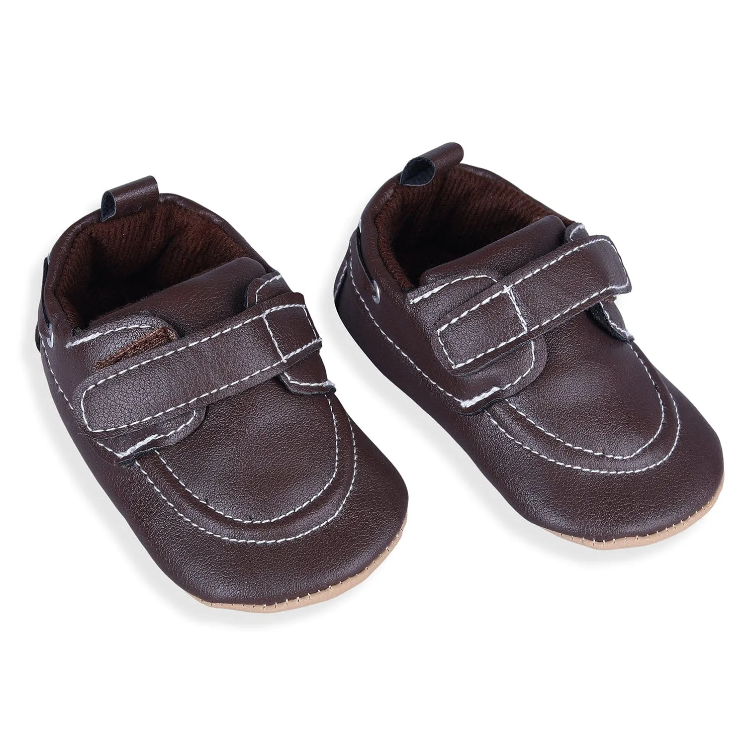 Solid Hookloop Stylish Leather Velcro Shoes - Brown