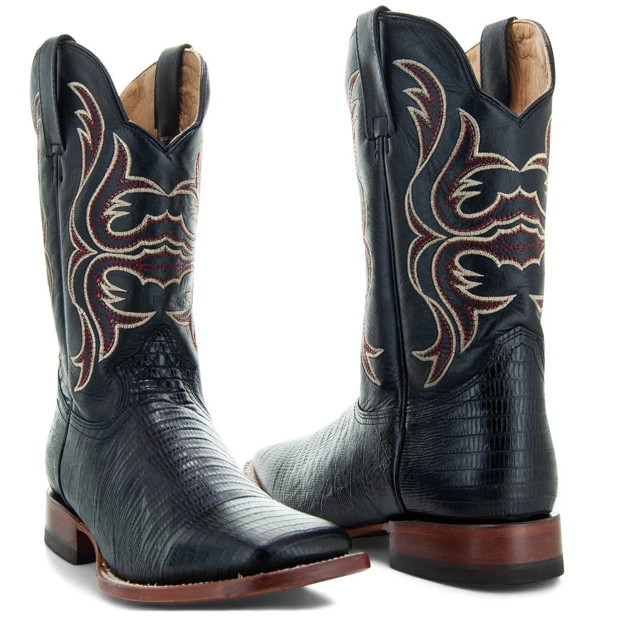 Soto Boots Men's Lizard Print Square Toe Cowboy Boots H8002