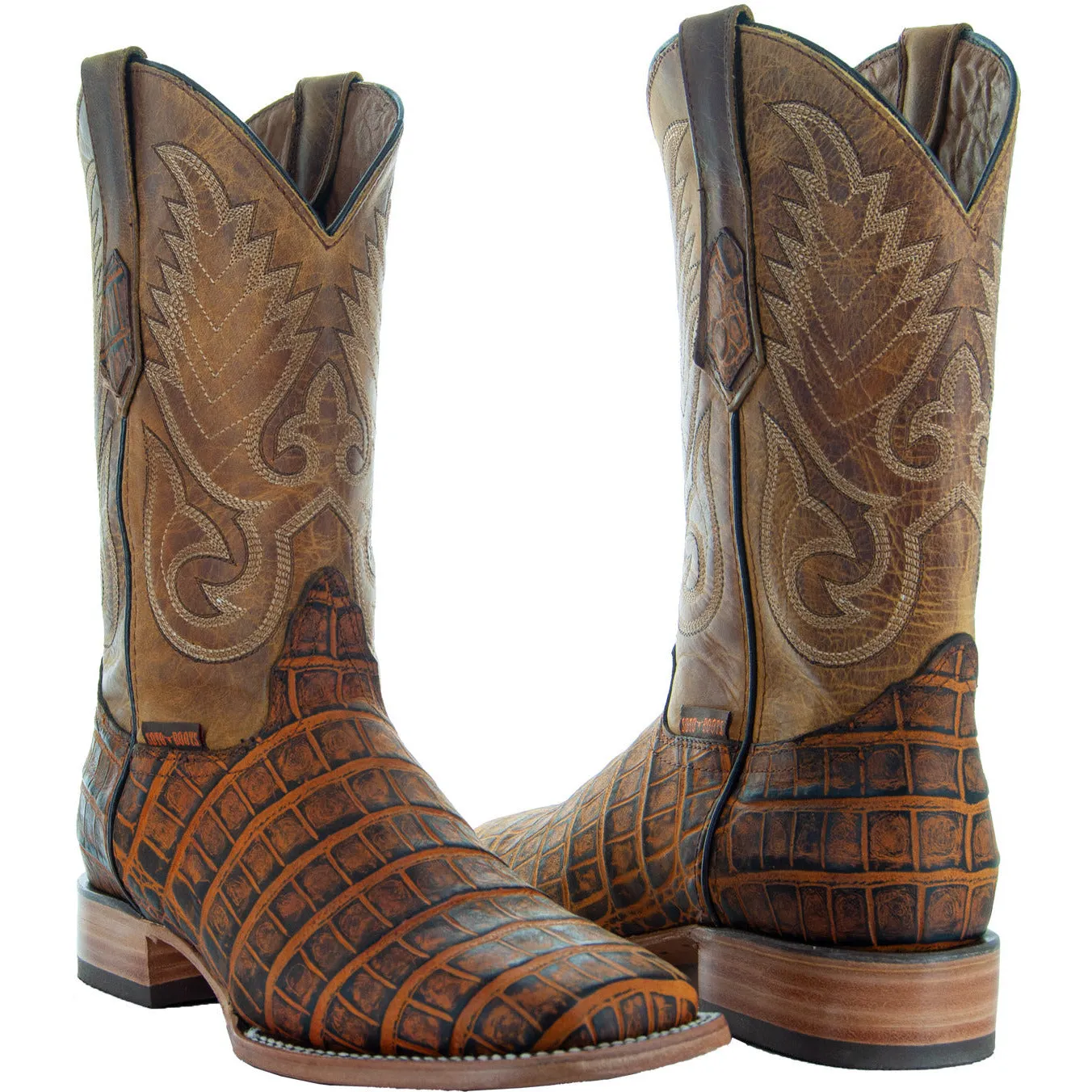 Soto Boots Mens Tan American Gator Belly Print Boots H50035