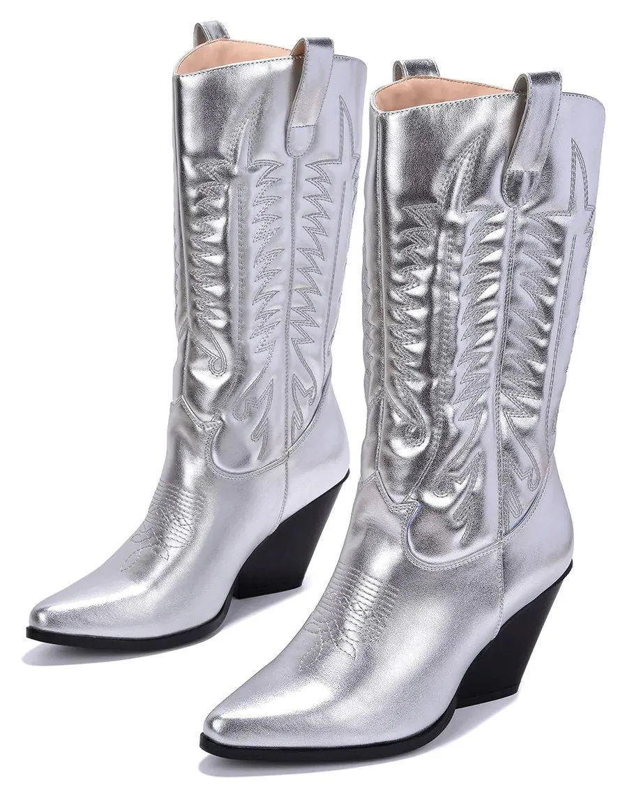 Southern Belle Silver Cowboy Boots