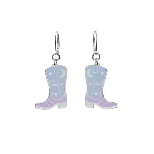 Space Cowboy Boot Dangle Earrings- Iridescent