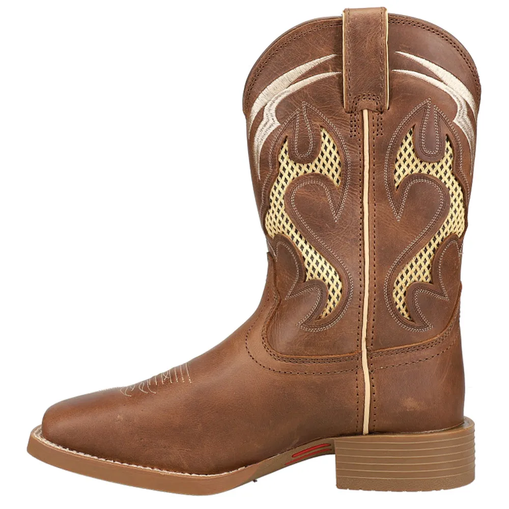 Stampede Tooled-Inlay Embroidered Square Toe Cowboy Boots