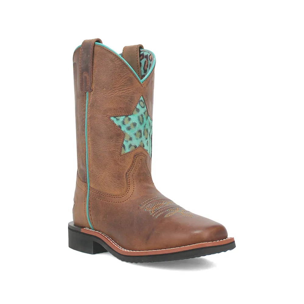 Starr Tooled Inlay Leopard Square Toe Cowboy Boots (Little Kid-Big Kid)