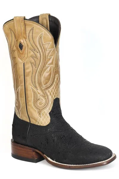 'Stetson' Men's 13" Thunder Elephant Western Square Toe - Black / Tan