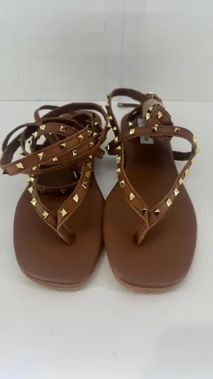 Steve Madden Womens MIAMI Leather Split Toe Casual Flat Sandals Size 9.5