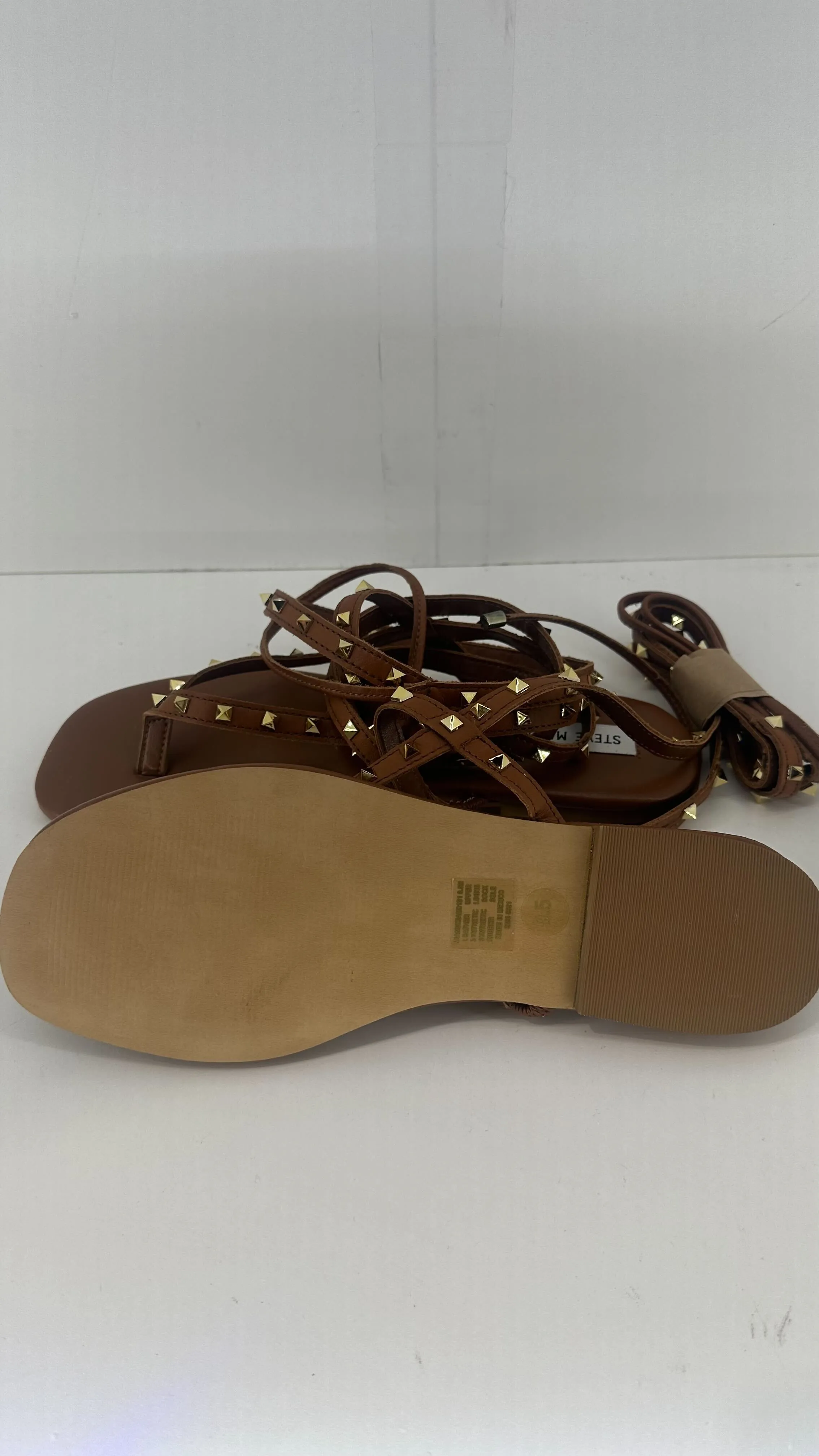 Steve Madden Womens MIAMI Leather Split Toe Casual Flat Sandals Size 9.5