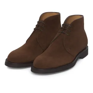 Suede Leather Chukka Boots in Dark Brown