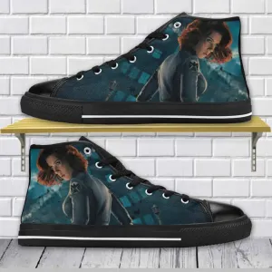 Superhero Avengers Black Widow Shoes High Top Sneakers for Kids and Adults