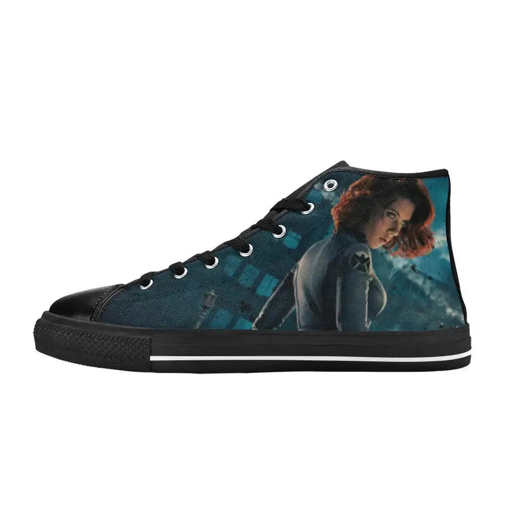 Superhero Avengers Black Widow Shoes High Top Sneakers for Kids and Adults