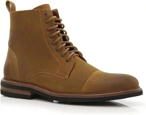 Toffee&Suede Woolen and Leather Lace-up Fashion Chukka Boots with Zipper Closure