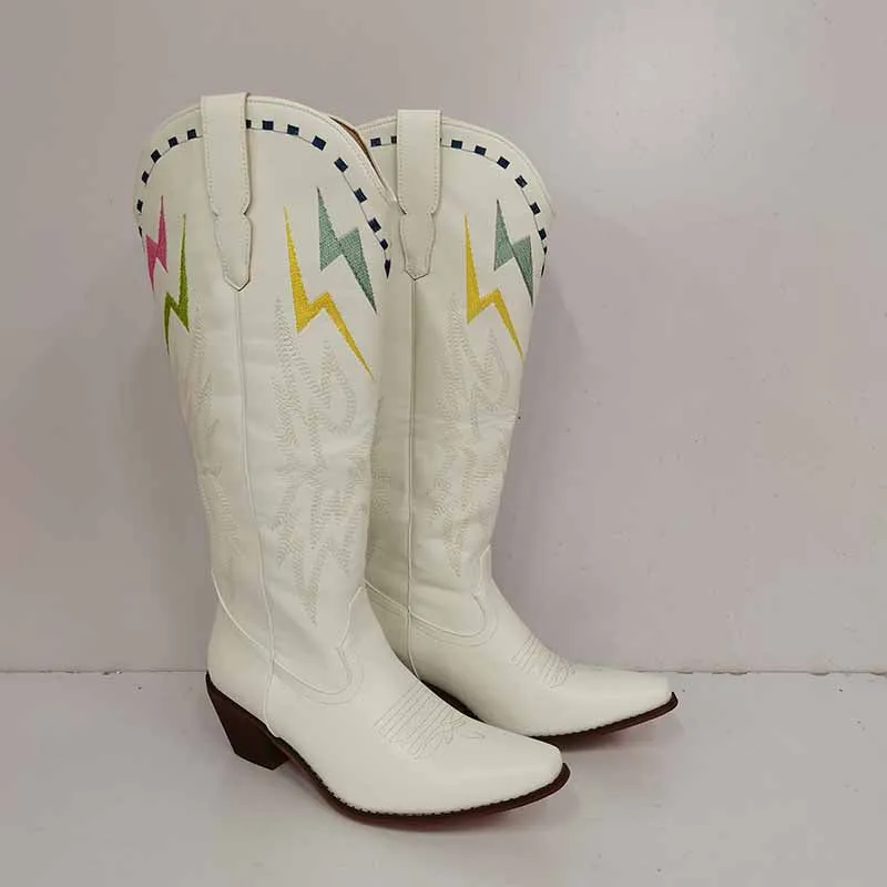 Trendy Cowboy Boots Embroidery Boots Knee High Cowgirl Boots For Women