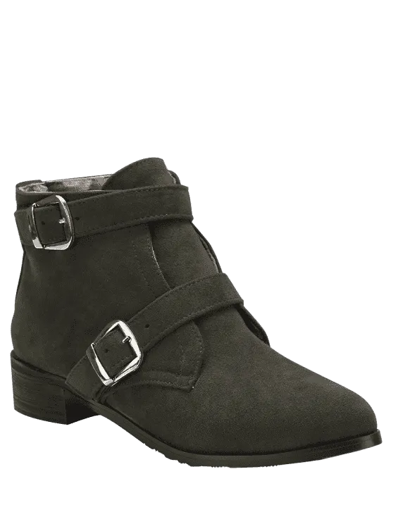 Trendy Stitching Buckle Strap Ankle Boots