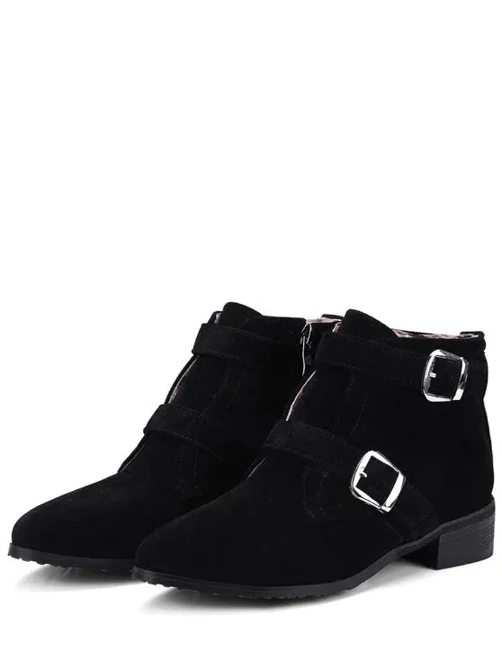 Trendy Stitching Buckle Strap Ankle Boots