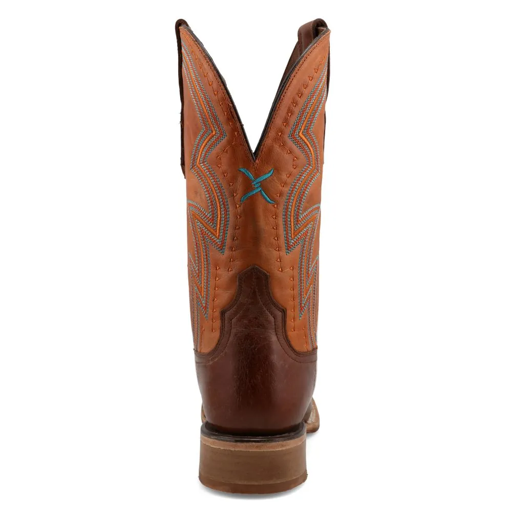 'Twisted X' Men's 12" Rancher Western Square Toe - Brunette & Pumpkin