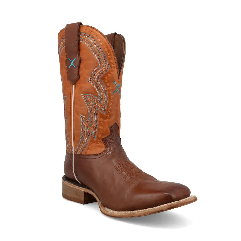 'Twisted X' Men's 12" Rancher Western Square Toe - Brunette & Pumpkin